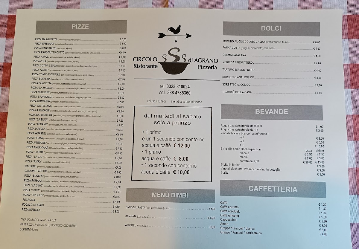 Circolo di Agrano Menu - Image 1